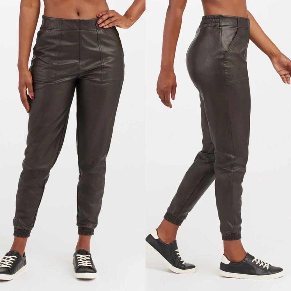 Spanx Faux Leather Joggers Womens Size‎ 3X Style 20283R Pants Biker Moto Elastic